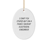 Funny Electrical Engineer Oval Ornament Gifts for Men from Friends - I Can't Fix Stupid But I'm A Fairly Decent Electrical Engineer - Image 1